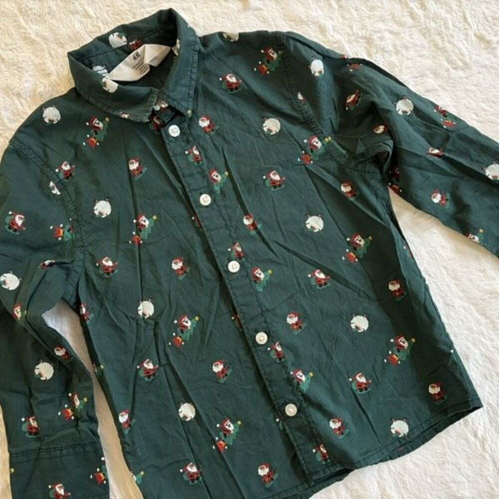 H&M Santa button down shirt size 4T
